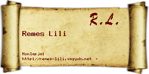 Remes Lili névjegykártya